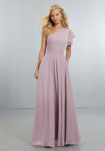 V-neck short bridesmaid dress by Bill Levkoff.