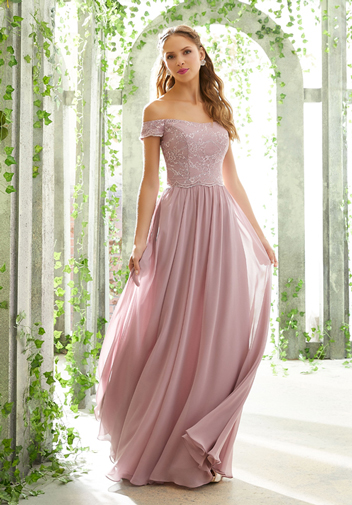 High neck short bridesmaid dress by Bill Levkoff.