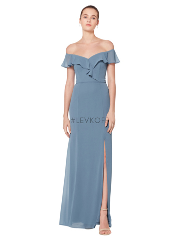 V-neck short bridesmaid dress by Bill Levkoff.