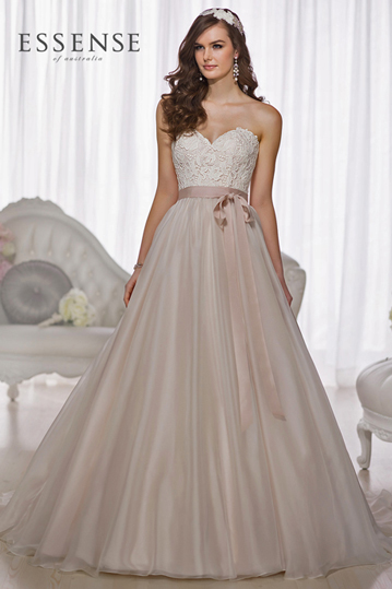 Fit and flare wedding dress fro David Tutera.