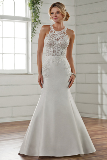 Fit and flare wedding dress fro David Tutera.